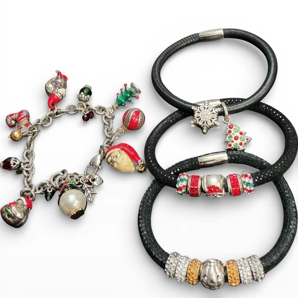 Brighton Retired Holiday Charm Bracelets Lot Of 4 Halloween Christmas RARE Find‎